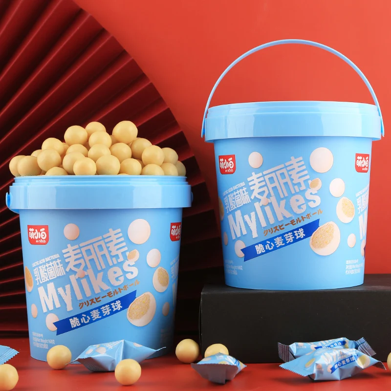 [Self-operated] China Meng Xiaobai Chewy Malisin Lactic Acid Bacteria Flavor 168g Barrel Chocolate Bean Candy Chocolate Snack Substitute for Cocoa Butter