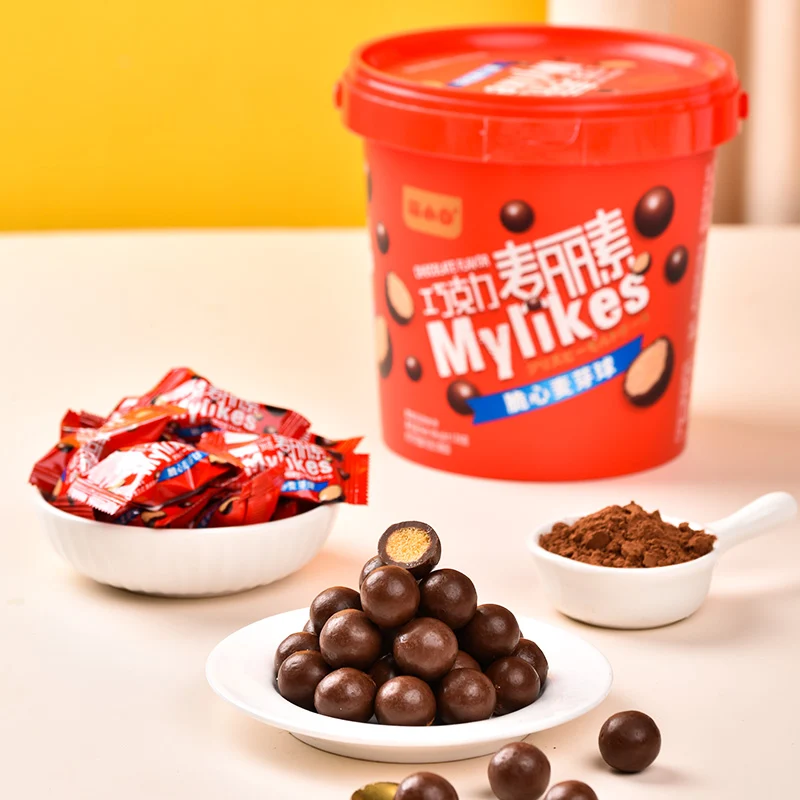 [Self-operated] China Meng Xiaobai Chewy Malisin Chocolate Flavor 168g barrel chocolate bean candy chocolate snack substitute cocoa butter