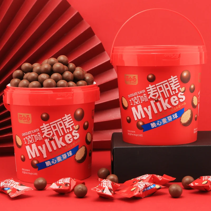 [Self-operated] China Meng Xiaobai Chewy Malisin Chocolate Flavor 168g barrel chocolate bean candy chocolate snack substitute cocoa butter