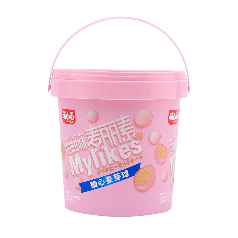 [Self-operated] China Meng Xiaobai Chewy Malisin White Peach Flavor 168g Barrel Chocolate Bean Candy Chocolate Snack Substitute for Cocoa Butter