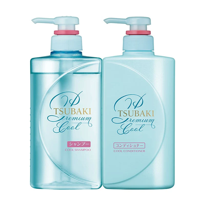[Self-operated] Japan's SHISEIDO TSUBAKI Cool Refreshing Wash and Care Set Summer Limited 490ml*2 pieces Plump and fluffy to improve frizz