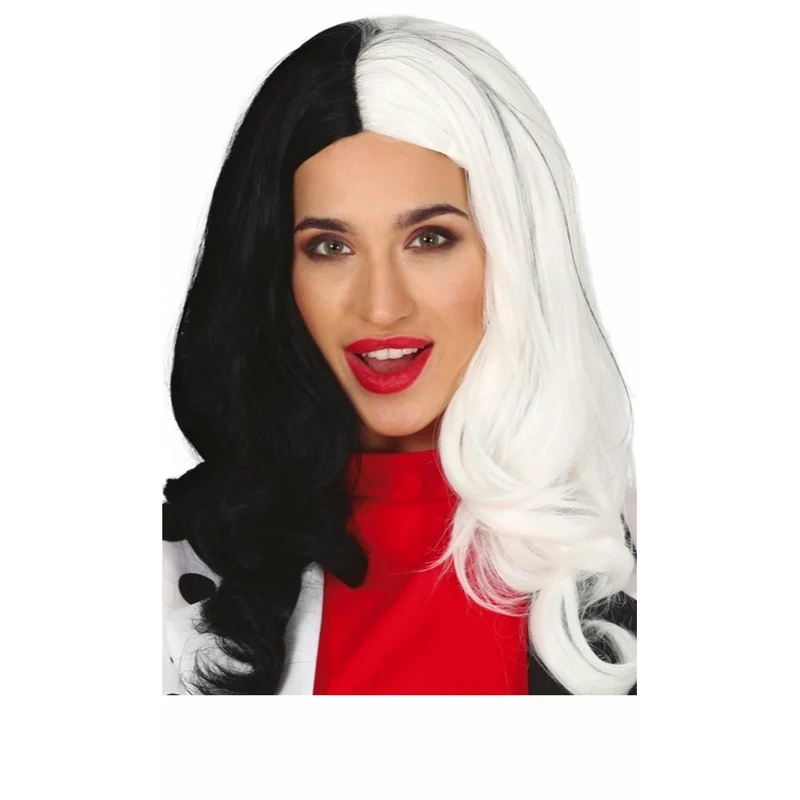 Zweifarbige Cruella-Perücke