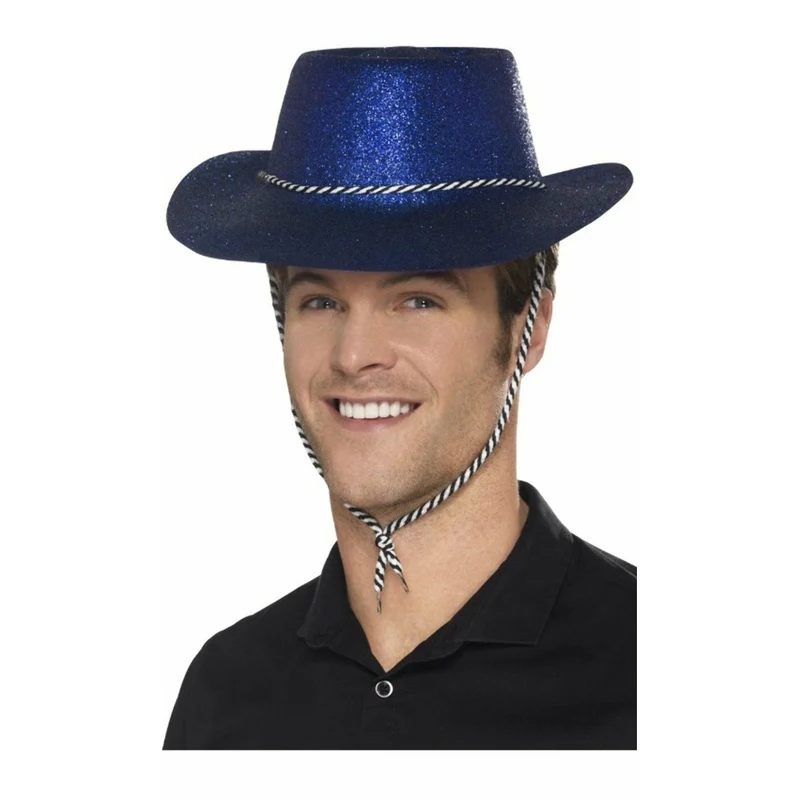 Glitzer Cowboyhut blau