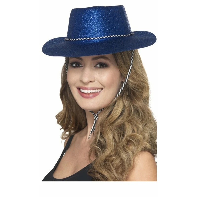 Glitzer Cowboyhut blau