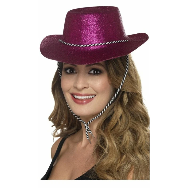 Glitzer Cowboyhut fuchsia