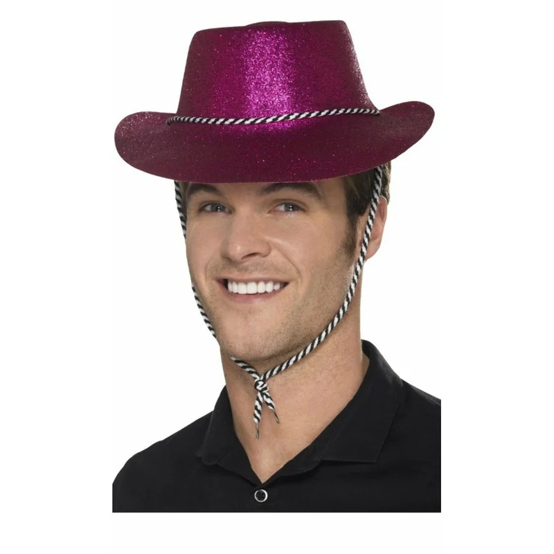 Glitzer Cowboyhut fuchsia