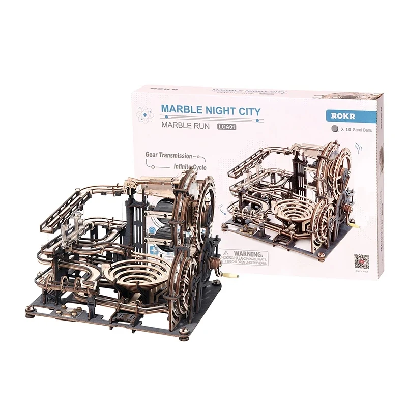 [Self-operated] China Robotime Rokr Rokr Rokr Night City single-pack DIY handmade model building blocks 3D three-dimensional puzzle assembled wooden toys (excluding wax, because it is prohibited in international transportation, if you need lubrication, you can use wax Use candles instead)