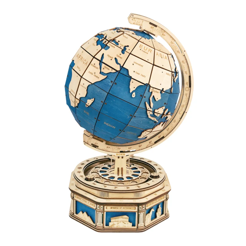 [Self-operated] China Robotime Rokr Ruoke Tiandi Xiang Globe single package DIY handmade 3D model three-dimensional puzzle difficult globe (excluding wax and glue, because they are prohibited in international transportation, if you need lubrication, you can use wax Use candles instead)