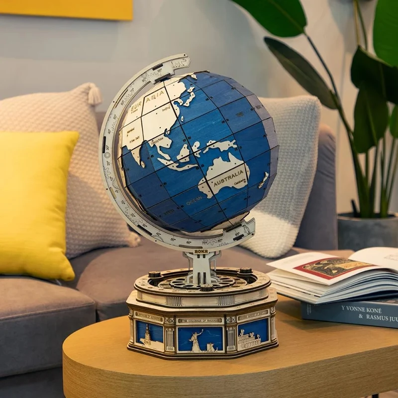 [Self-operated] China Robotime Rokr Ruoke Tiandi Xiang Globe single package DIY handmade 3D model three-dimensional puzzle difficult globe (excluding wax and glue, because they are prohibited in international transportation, if you need lubrication, you can use wax Use candles instead)
