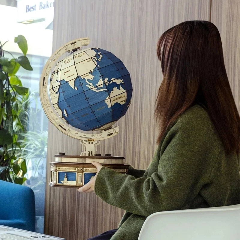 [Self-operated] China Robotime Rokr Ruoke Tiandi Xiang Globe single package DIY handmade 3D model three-dimensional puzzle difficult globe (excluding wax and glue, because they are prohibited in international transportation, if you need lubrication, you can use wax Use candles instead)