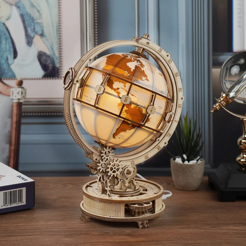 [Self-operated] China Robotime Rokr Ruoke Globe Vision Single Pack DIY Handmade 3D Model Three-dimensional Puzzle High Difficulty World Map (excluding wax and glue, because they are prohibited in international transportation, wax can be used if lubrication is needed candle instead)