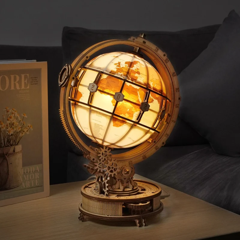 [Self-operated] China Robotime Rokr Ruoke Globe Vision Single Pack DIY Handmade 3D Model Three-dimensional Puzzle High Difficulty World Map (excluding wax and glue, because they are prohibited in international transportation, wax can be used if lubrication is needed candle instead)