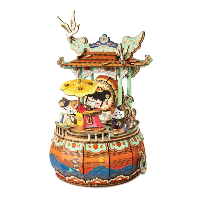[Self-operated] China Robotime Rolife Ruolai ancient style music box Fengchuwu single package DIY handmade music box wooden assembled puzzle birthday gift (does not include glue and batteries because they are prohibited in international transportation)