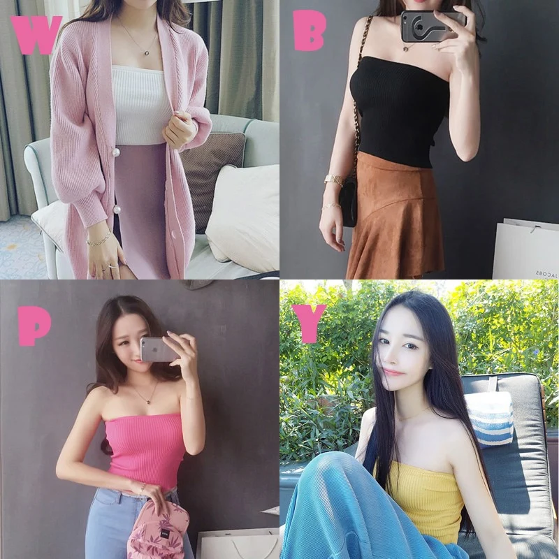 [US Warehouse] Sexy solid color camisole slim top Slim simple bottoming shirt chest wrap top