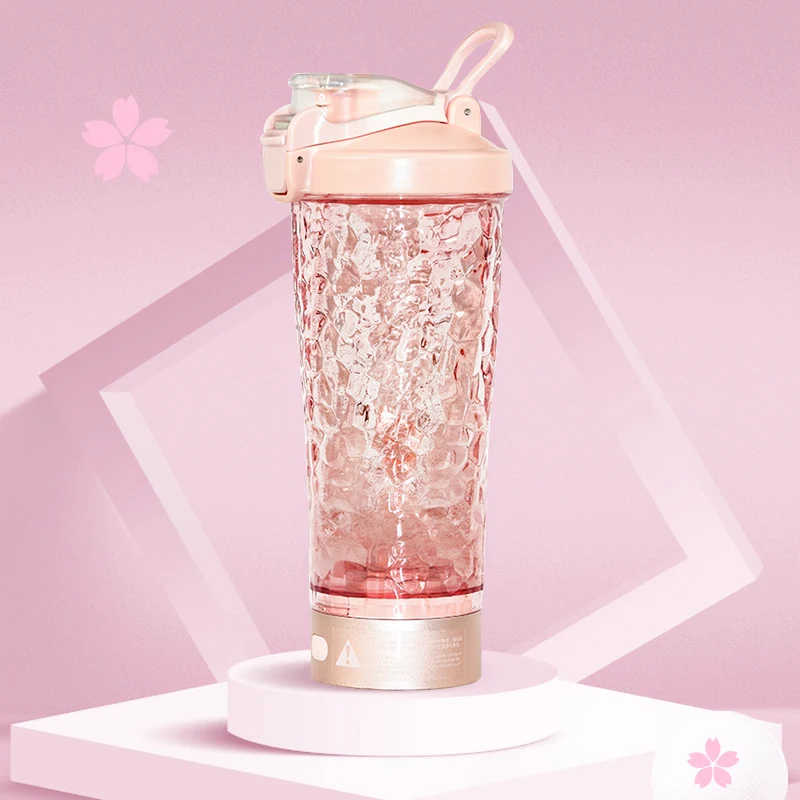 [Self-operated] China VortexBoost Rechargeable Automatic Blender Cup Pink Single Pack 600ml Electric Portable Shaker Cup Sports and Fitness Water Cup Removable, Cleanable, Durable and No Odor