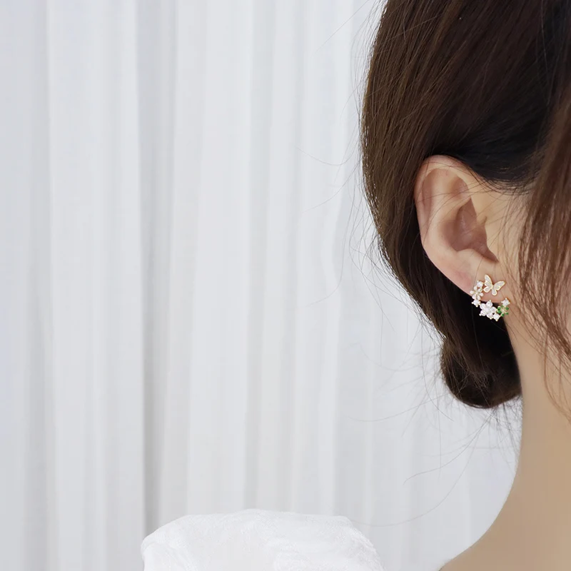 [Self-operated] Elegant and Exquisite Flower Butterfly Women's Earrings Bling Shining AAA Zircon CZ Earrings