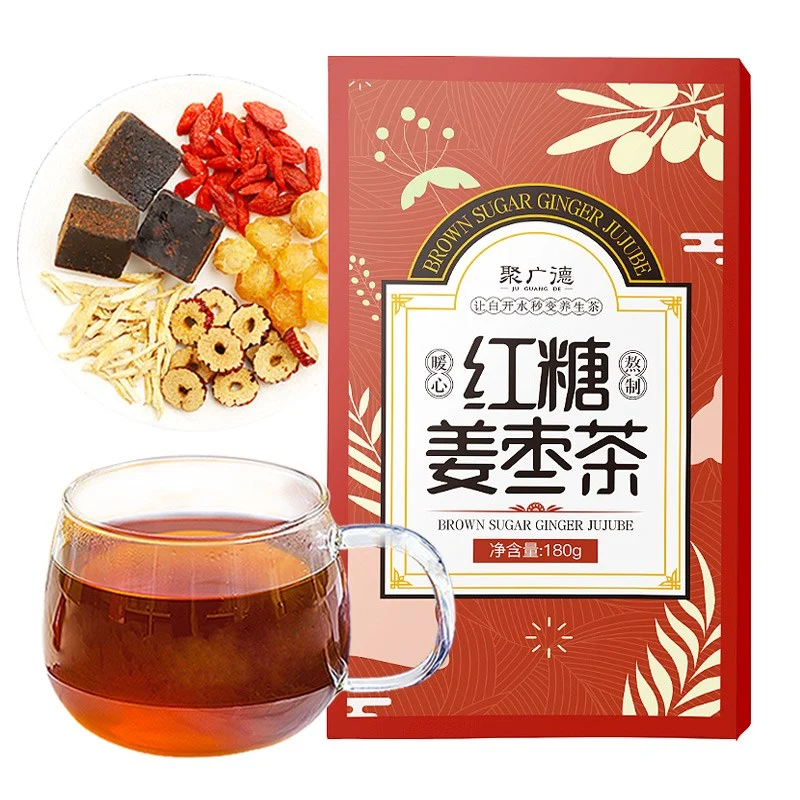 [Self-operated] China Juguangde Brown Sugar Ginger Date Tea 180g Individually packaged Brown Sugar Ginger Tea Aunt Warming Palace Tea Bag
