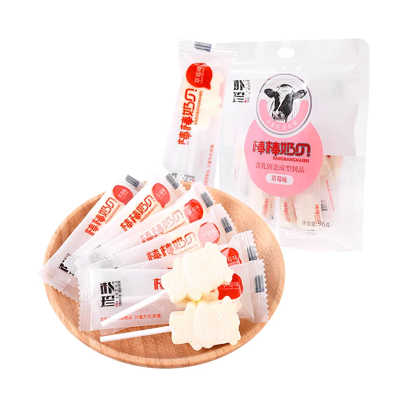 [Self-operated] China PUZHEN Puzhen Bangbang Milk Shell Strawberry Flavor 96g Sugar-free and non-dairy cream cheese children's snacks