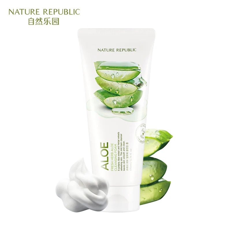 [Self-operated] Korea NATURE REPUBLIC Fresh Herbal Aloe Vera Soothing Cleanser 170ml Deep Cleansing and Moisturizing
