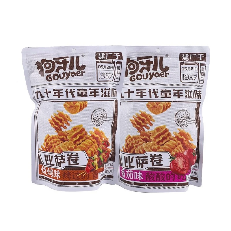 [Self-operated] China Dog Yaer Pizza Roll Tomato Flavor 188g Crispy and delicious childhood snacks office snacks chasing drama snacks crispy rice