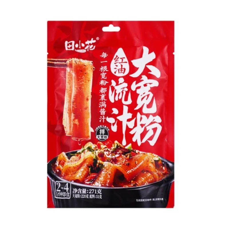 [Self-operated] China Tian Xiaohua Large Noodles with Liquid Juice, Red Oil Flavor 271g Shandong Hot Pot Wide Noodles Self-cooked for Late Night Supper