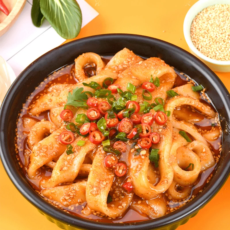 [Self-operated] China Tian Xiaohua Large Noodles with Liquid Juice, Red Oil Flavor 271g Shandong Hot Pot Wide Noodles Self-cooked for Late Night Supper
