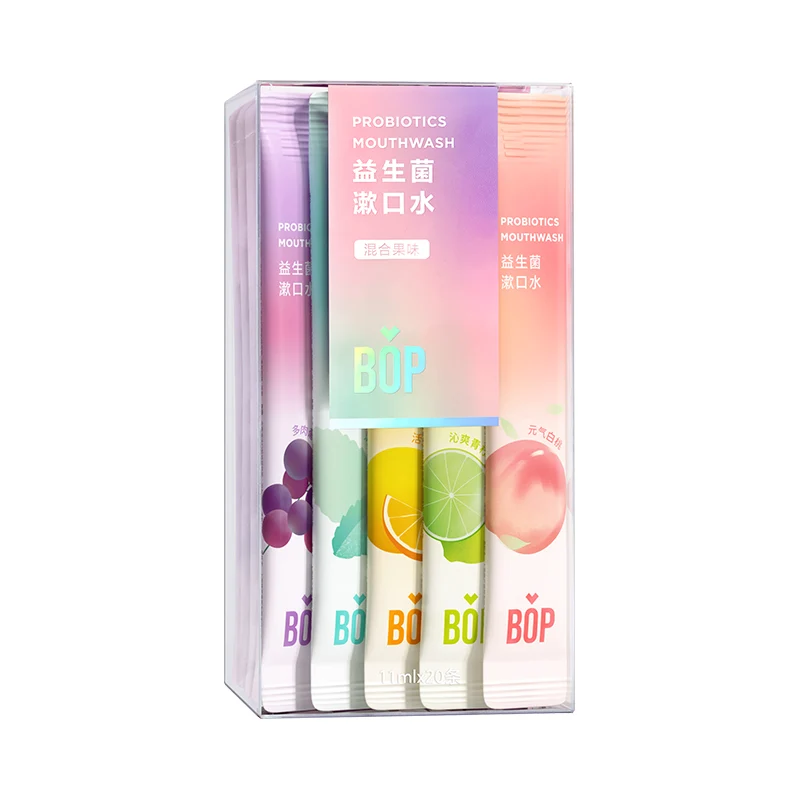[Self-operated] China BOP specializes in probiotic mouthwash 11ml*20 pieces, mixed fruit flavor, portable disposable mouthwash