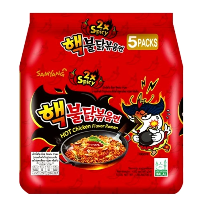 [Self-operated] Korean SAMYANG Double Spicy Chicken Flavor Noodles 140g*5 bags Ramen Noodles Instant Noodles