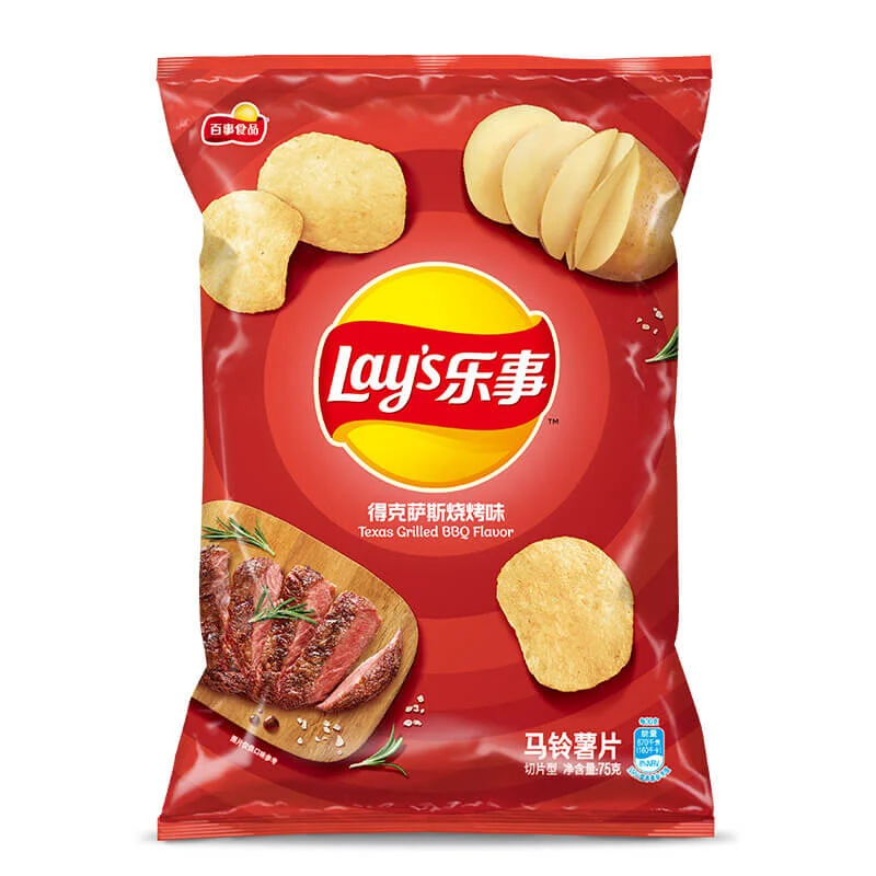 [Self-operated] China Pepsi LAY'S Potato Chips New Packaging Texas BBQ Flavor 70g/bag