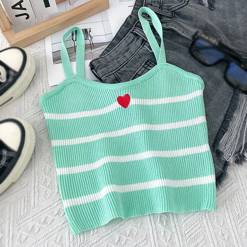 [US Warehouse] Plaid Cropped Top Women's Vest Knitted Sleeveless Camisole Bandeau Bra Sexy Women's Summer Vest