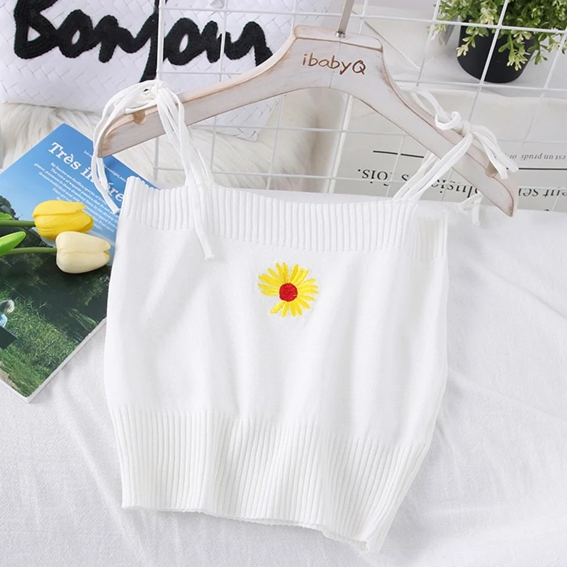 [US Warehouse] Plaid Cropped Top Women's Vest Knitted Sleeveless Camisole Bandeau Bra Sexy Women's Summer Vest