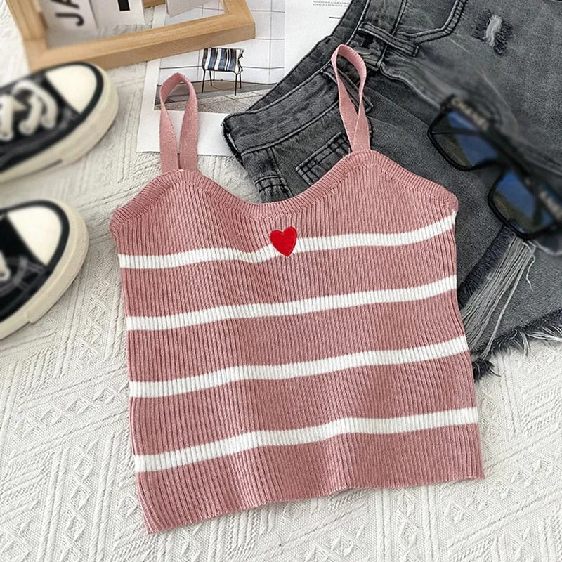 [US Warehouse] Plaid Cropped Top Women's Vest Knitted Sleeveless Camisole Bandeau Bra Sexy Women's Summer Vest
