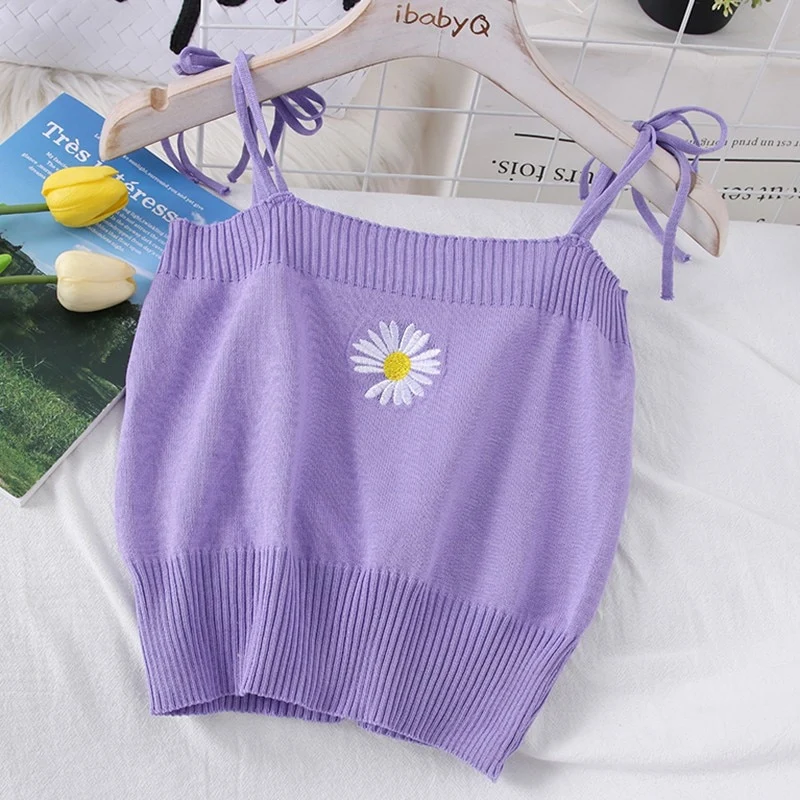 [US Warehouse] Plaid Cropped Top Women's Vest Knitted Sleeveless Camisole Bandeau Bra Sexy Women's Summer Vest
