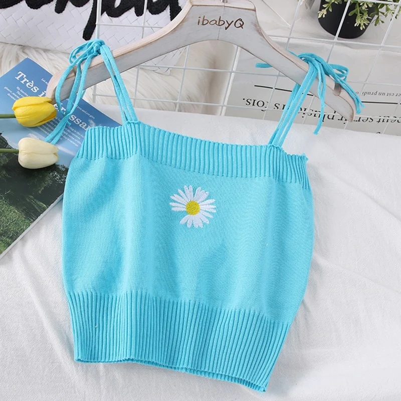 [US Warehouse] Plaid Cropped Top Women's Vest Knitted Sleeveless Camisole Bandeau Bra Sexy Women's Summer Vest