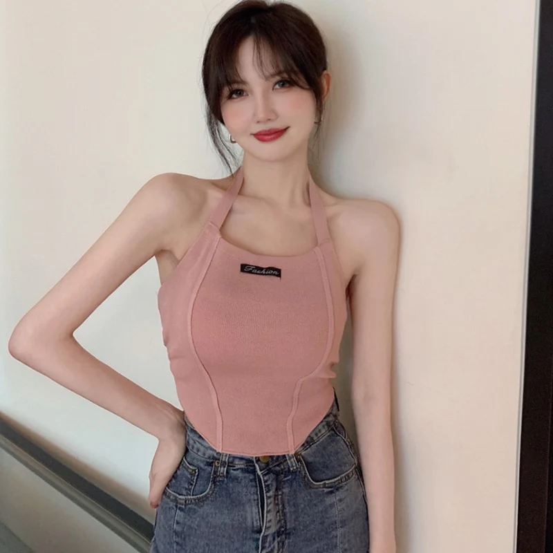 [US Warehouse] Plaid Cropped Top Women's Vest Knitted Sleeveless Camisole Bandeau Bra Sexy Women's Summer Vest