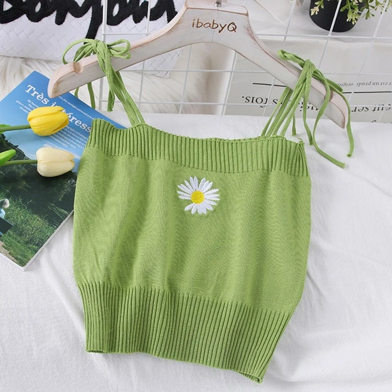 [US Warehouse] Plaid Cropped Top Women's Vest Knitted Sleeveless Camisole Bandeau Bra Sexy Women's Summer Vest