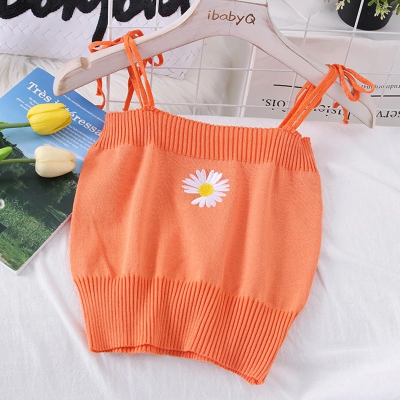[US Warehouse] Plaid Cropped Top Women's Vest Knitted Sleeveless Camisole Bandeau Bra Sexy Women's Summer Vest