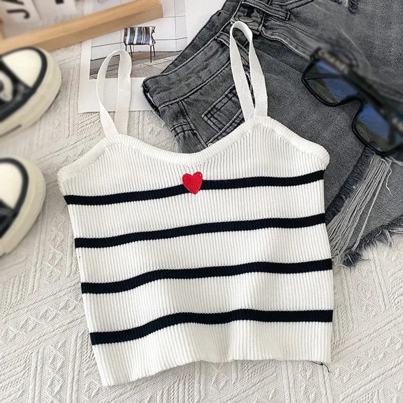 [US Warehouse] Plaid Cropped Top Women's Vest Knitted Sleeveless Camisole Bandeau Bra Sexy Women's Summer Vest