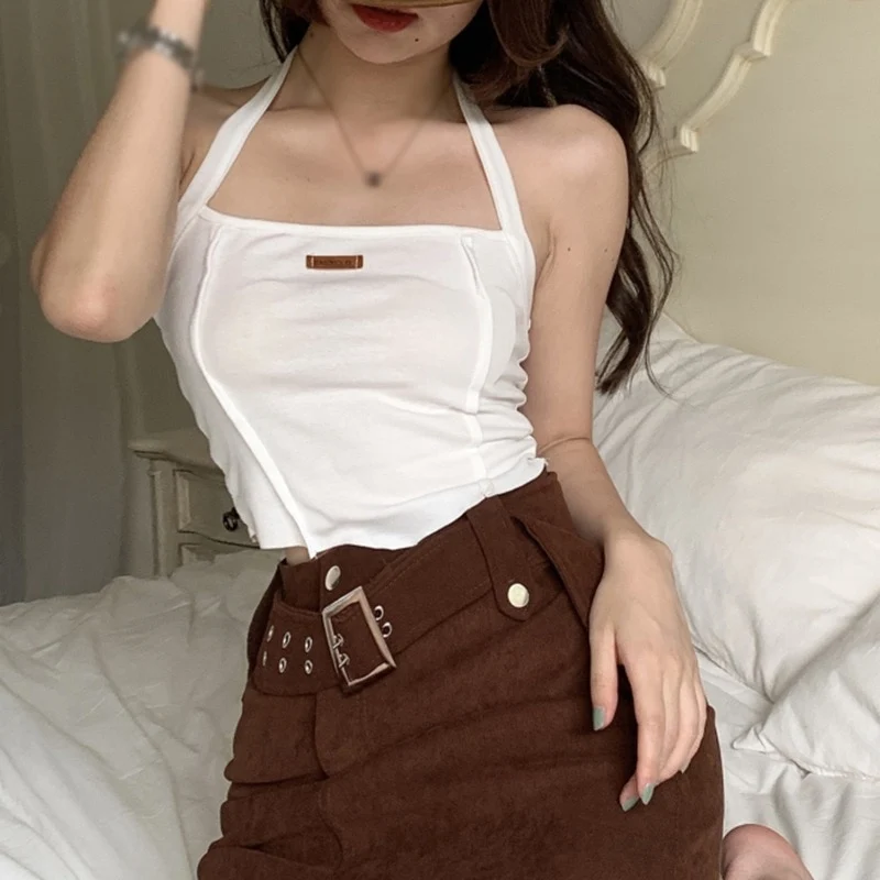 [US Warehouse] Plaid Cropped Top Women's Vest Knitted Sleeveless Camisole Bandeau Bra Sexy Women's Summer Vest