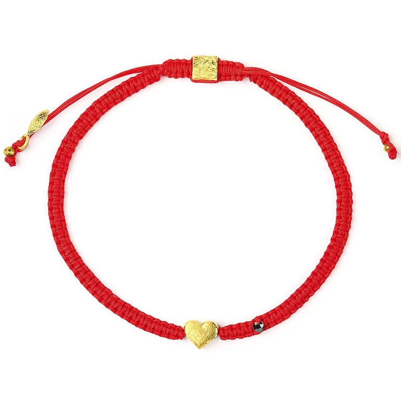 [Self-operated] KARMA & LUCK Charming Love - Red String Gold Heart-Shaped Charm Bracelet