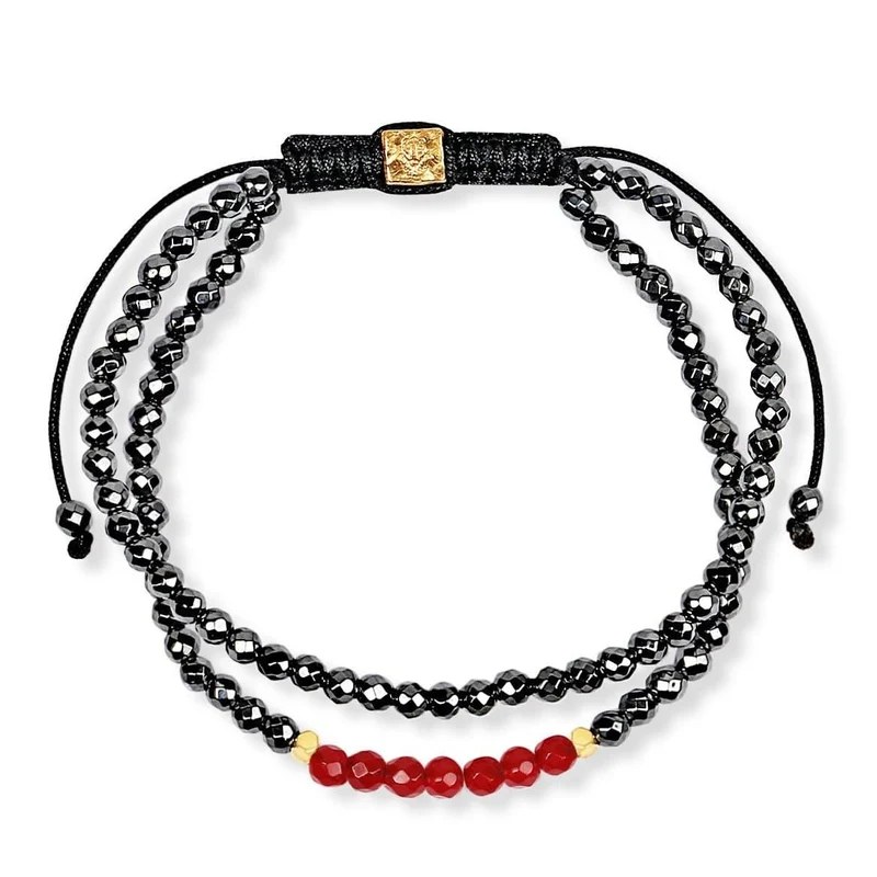 [Self-operated] KARMA & LUCK Stable Ruby Agate Hematite Bracelet - July Birthstone