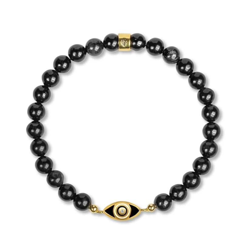 [Self-operated] KARMA & LUCK Consciousness Expansion - Black Onyx Evil Eye Charm Bracelet