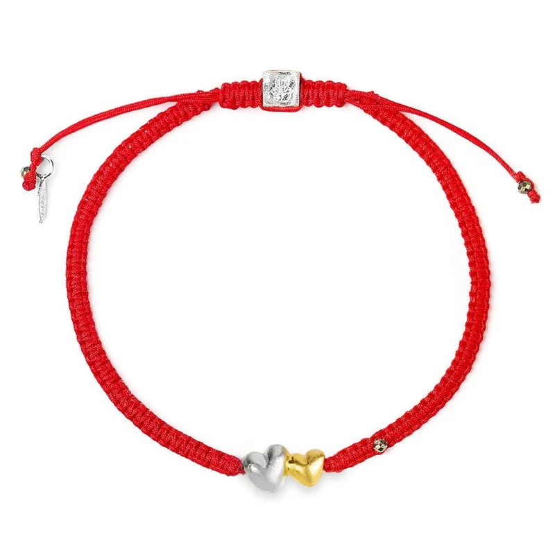 [Self-operated] KARMA & LUCK Communication of Love - Double Heart Red String Bracelet