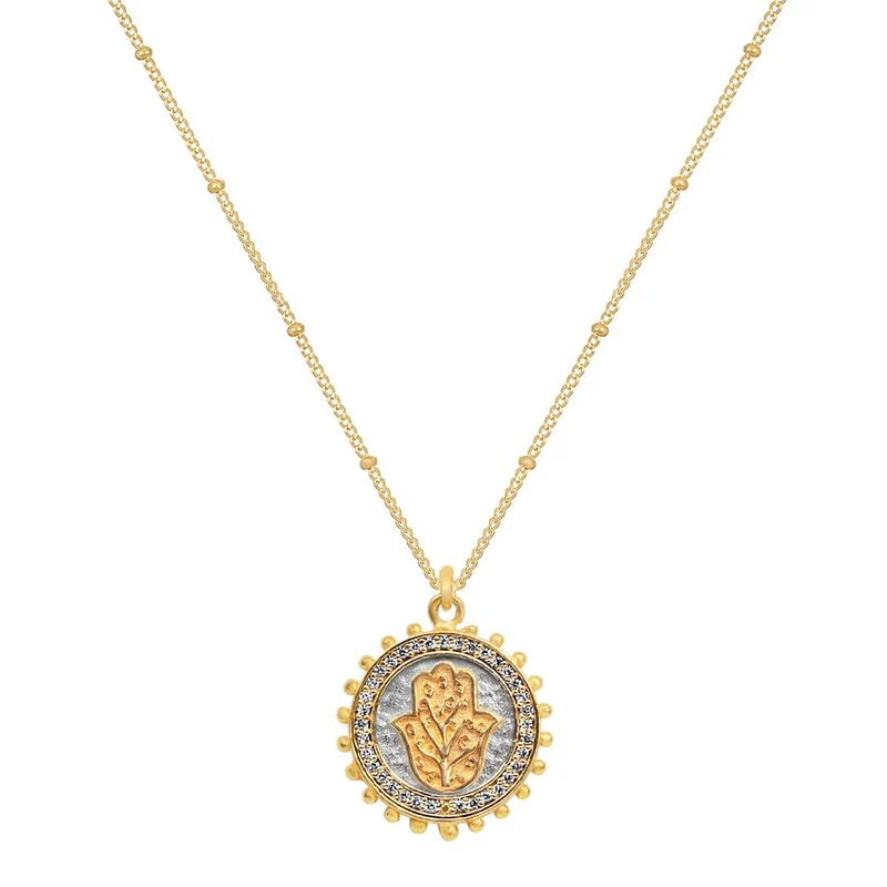 [Self-operated] KARMA & LUCK Precious Guardian - Gold-plated Hamsa Medal Necklace