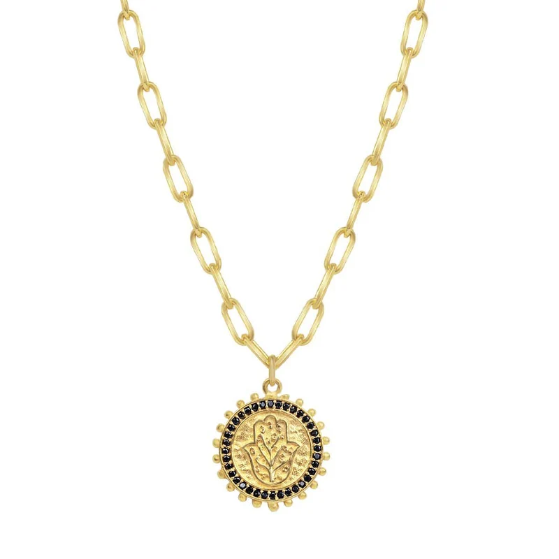 [Self-operated] KARMA & LUCK Protected Blessing - Hamsa Paperclip Chain Necklace