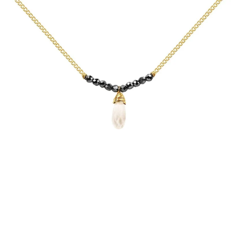 [Self-operated] KARMA & LUCK Inner Clarity - Hematite Clear Quartz Necklace - April Birthstone