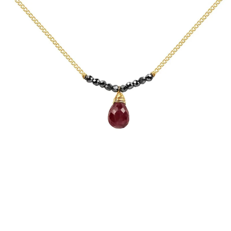 [Self-operated] KARMA & LUCK Vibrant Spirit - Hematite Ruby Agate Necklace - July Birthstone