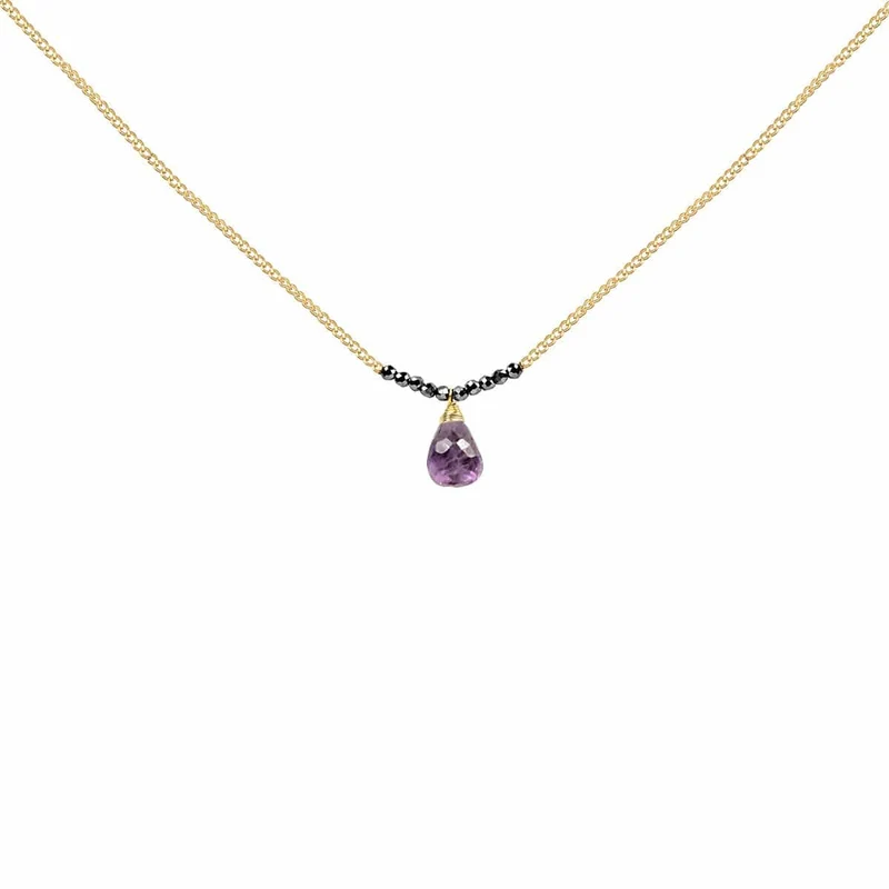 [Self-operated] KARMA & LUCK Inner Peace - Hematite Amethyst Necklace - February Birthstone