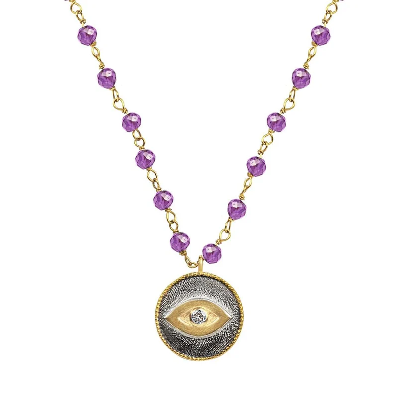 [Self-operated] KARMA & LUCK Sacred Spirituality-Amethyst Evil Eye Necklace