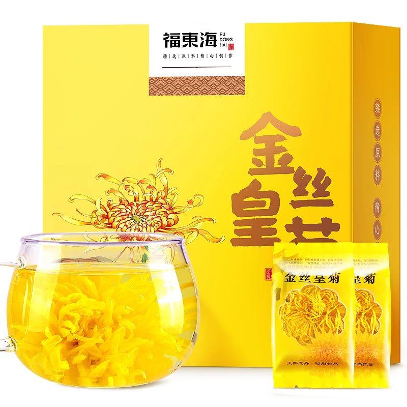 [Self-operated] China FU DONG HAI Fu Donghai Golden Golden Chrysanthemum 15g Anhui Huangshan Chrysanthemum Tea Premium Rhubarb Chrysanthemum